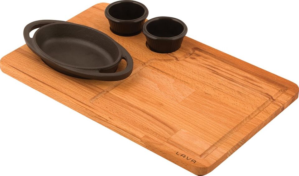 Lava Oval Sahan Yekpare Kulplu Ahşap Altlıklı 15x10 Cm