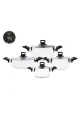Galata Çelik 8 Parça Antibakteriyel Kulplu Çelik Tencere Seti