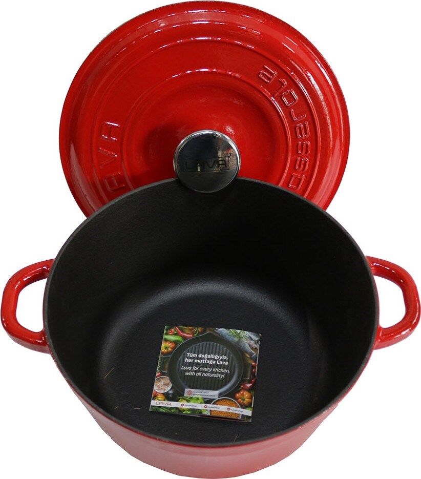 Lava Döküm Kırmızı Yuvarlak Tencere 26 Cm.
