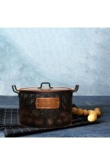 2 Bölmeli Galvaniz Siyah-bakır Patates & Soğan Saklama Kabı 24x46 Cm