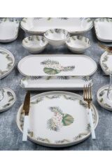 Acar Arizona Vegas 6 Kişilik 31 Parça Yeşil Beyaz Desenli Gold Yaldız Kahvaltı Takımı 0328