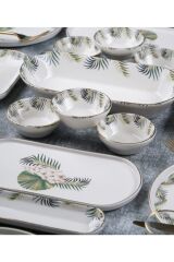 Acar Arizona Vegas 6 Kişilik 31 Parça Yeşil Beyaz Desenli Gold Yaldız Kahvaltı Takımı 0328