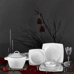 Neva N3081 Yasmin Kare 60 Parça 12 Kişilik Fine Bone Yemek Takımı