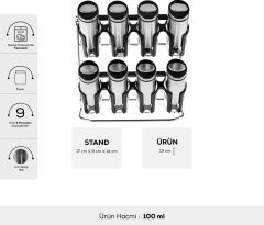 Karaca Walter Inox 8'li Standlı Dikdörtgen Baharat Takımı