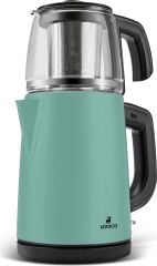 Karaca Tea Glass 2 In 1 Çelik Çay Makinesi ve Kettle Blue Mist
