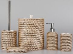 By Selim Rope 5 Parça Polyester Banyo Seti - İnci