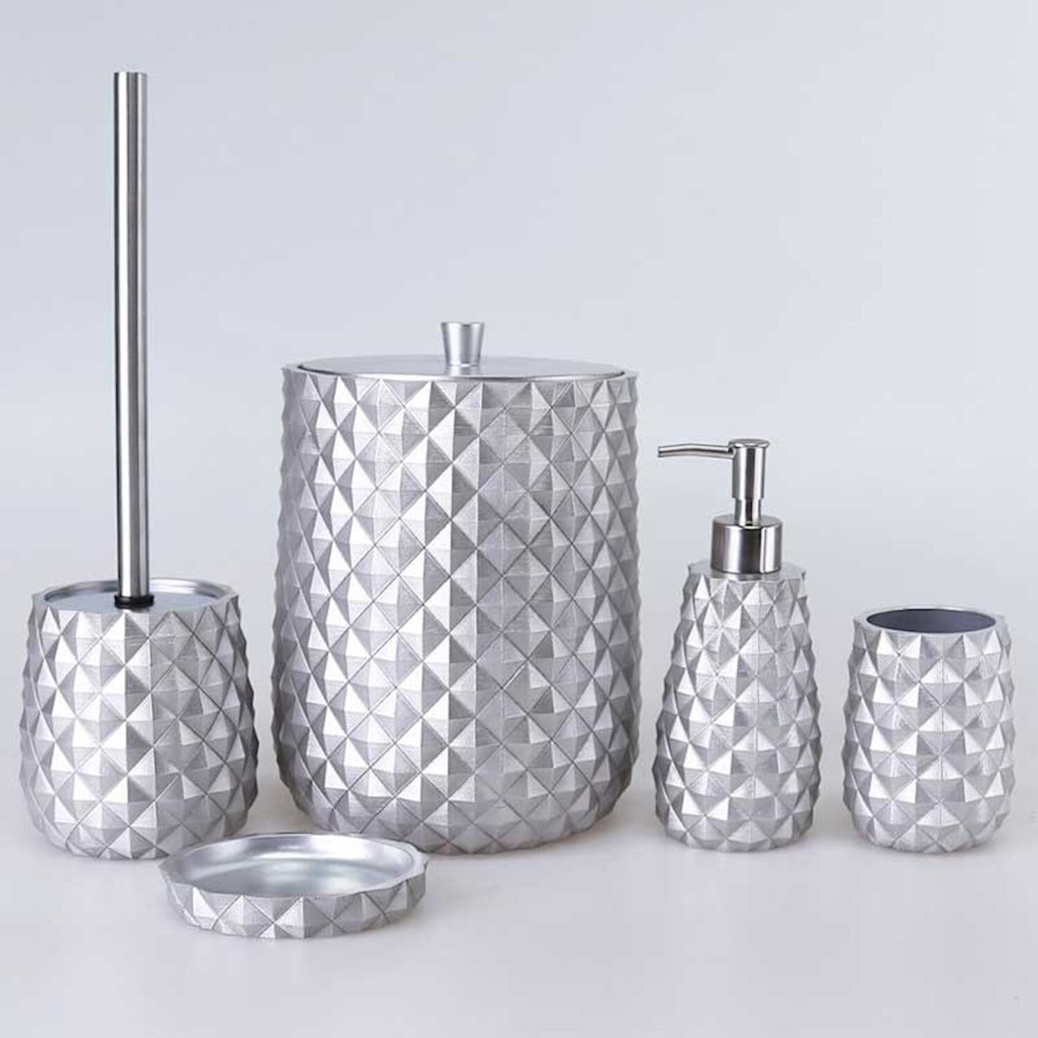 Selim Home Piramit Banyo Seti Gümüş