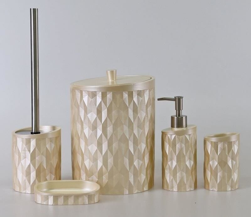 By Selim Home Prizma Inci Polyester 5 Parça Banyo Seti