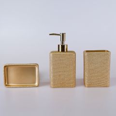Selim Linen 3'lü Banyo Seti Altın