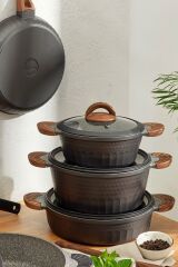 Emsan Yeni Diamante 7 Parça Granit Tencere Seti Siyah