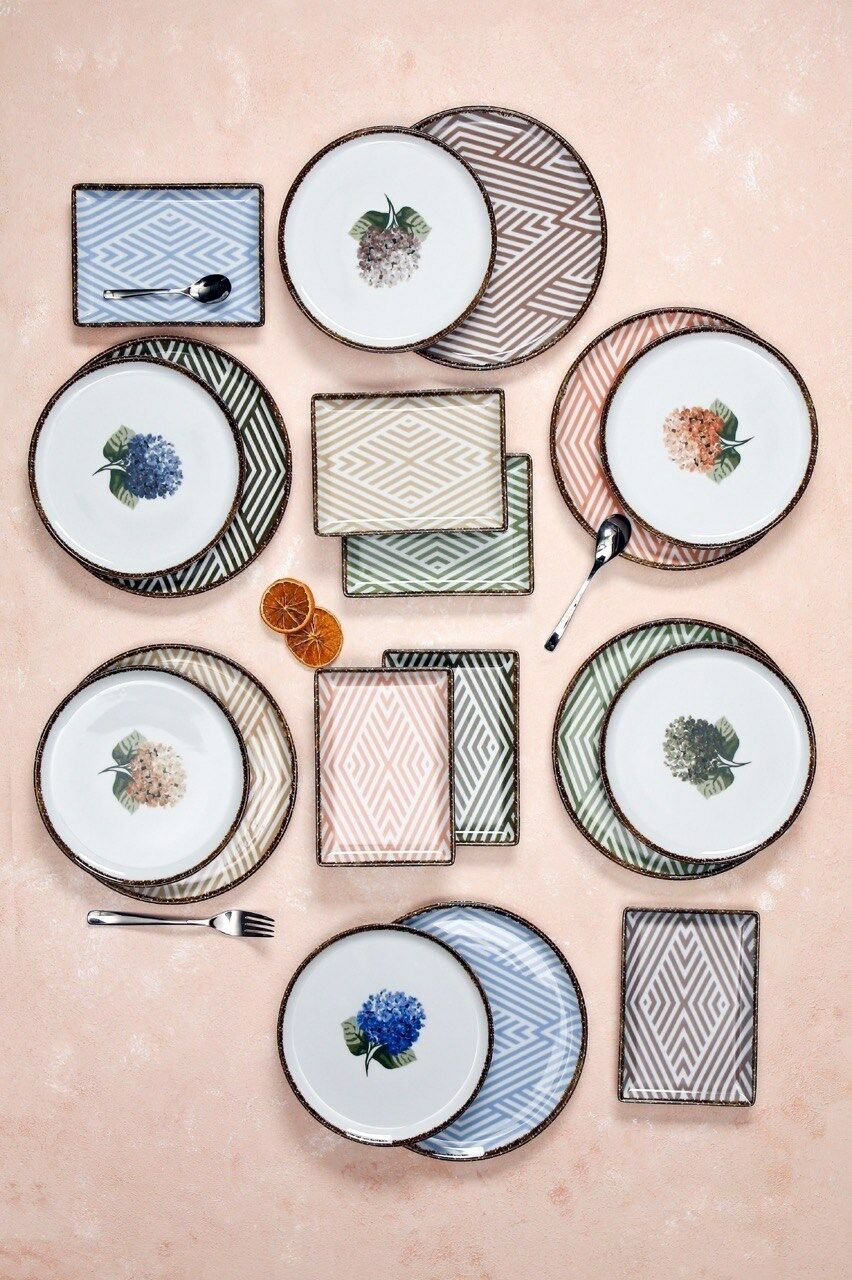 Porland Ortanca 18 Parça 6 Kişilik Porselen Ikram ve Kahvaltı Takımı