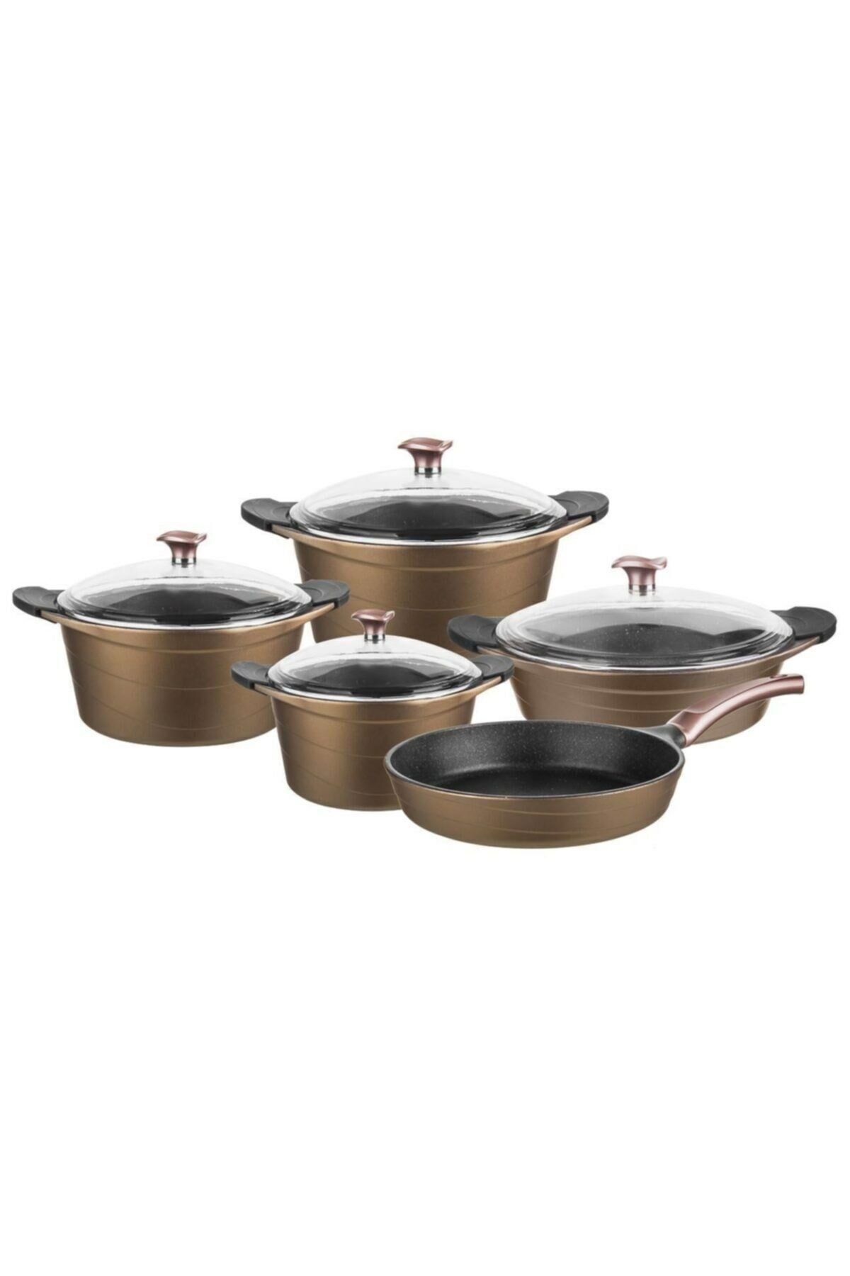 Aryıldız Estee Granit 9 Parça Rose Gold Tencere Takımı