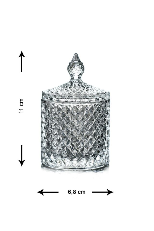 Kapaklı Cam Mini Sunumluk Şekerlik Lokumluk 6,8x11 Cm