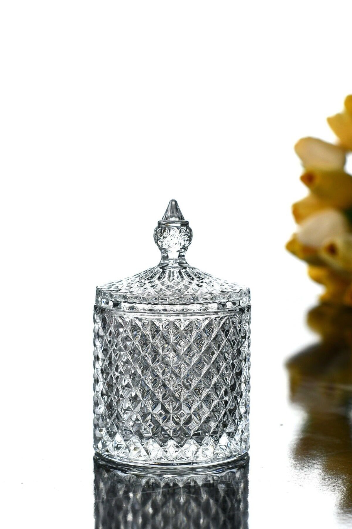 Kapaklı Cam Mini Sunumluk Şekerlik Lokumluk 6,8x11 Cm