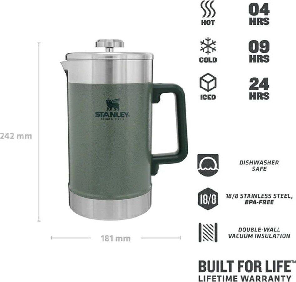 Stanley Klasik French Press Termos 1,4 Lt - Yeşil