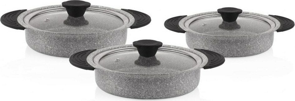 Taç 3182 Granit Plus 3'lü Sahan Seti Silikonlu Gri