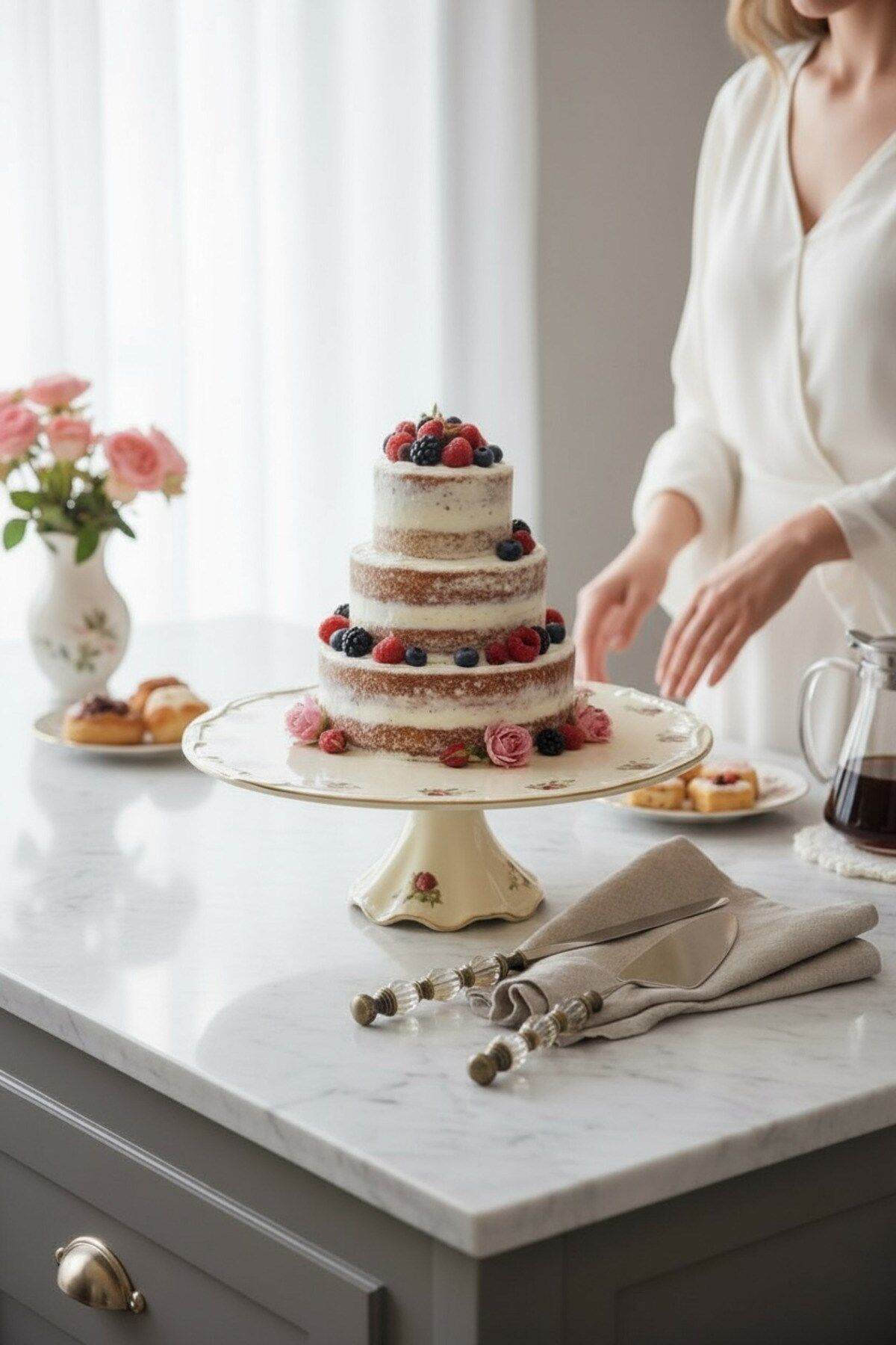 Roy King Rose 36 Cm Ayaklı Kek Tabak