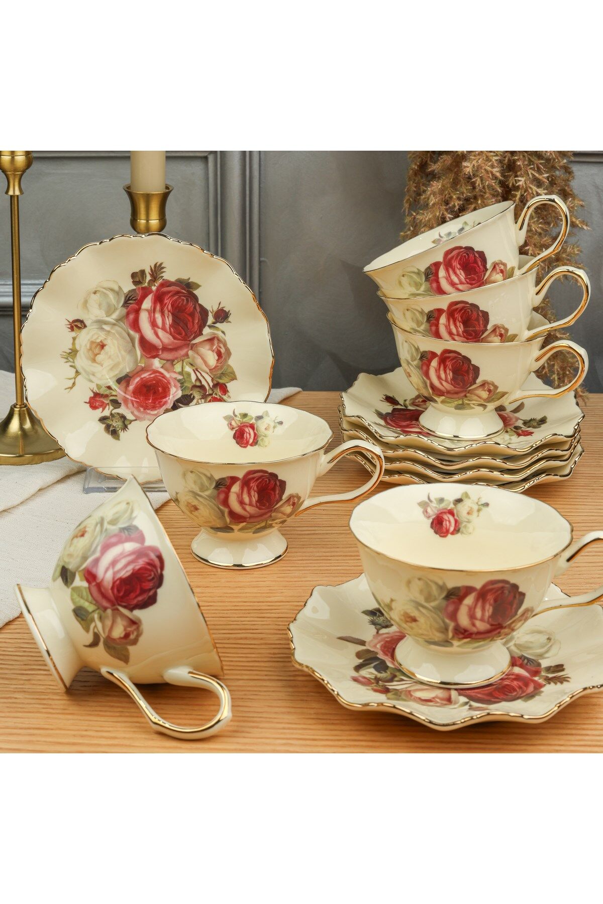 Roy King Rose 6'lı Çay Fincanı