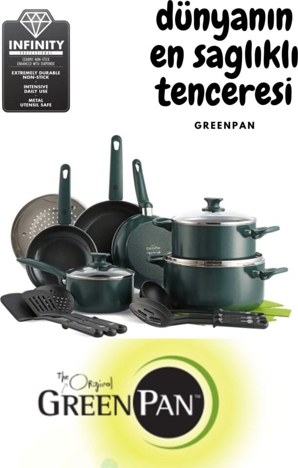 Greenpan Cambridge Green 16 Parça Pişirme Seti