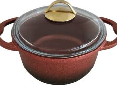 Oms Granit 7 Parça Döküm Tencere Takımı Kırmızı