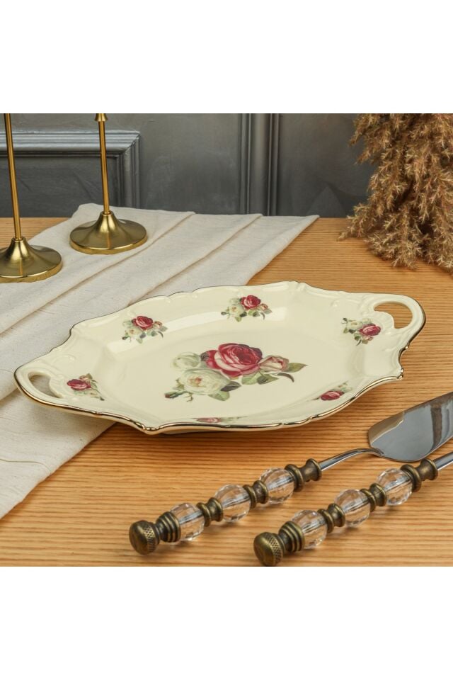 Roy Kıng Rose 31 Cm Kulplu Sunum Tabak