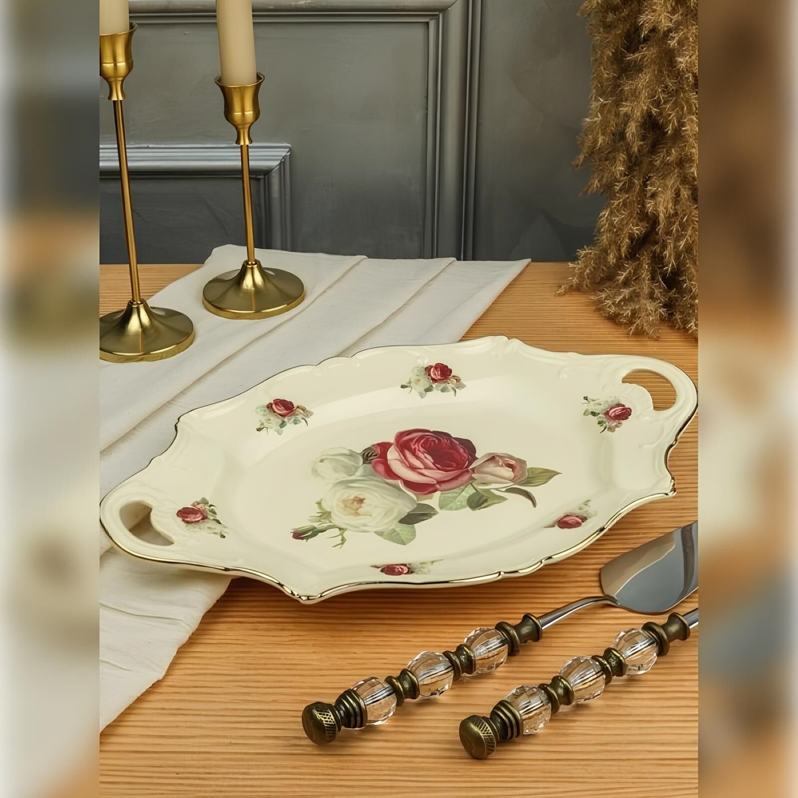 Roy Kıng Rose 36 Cm Oval Kulplu Sunum Tabak