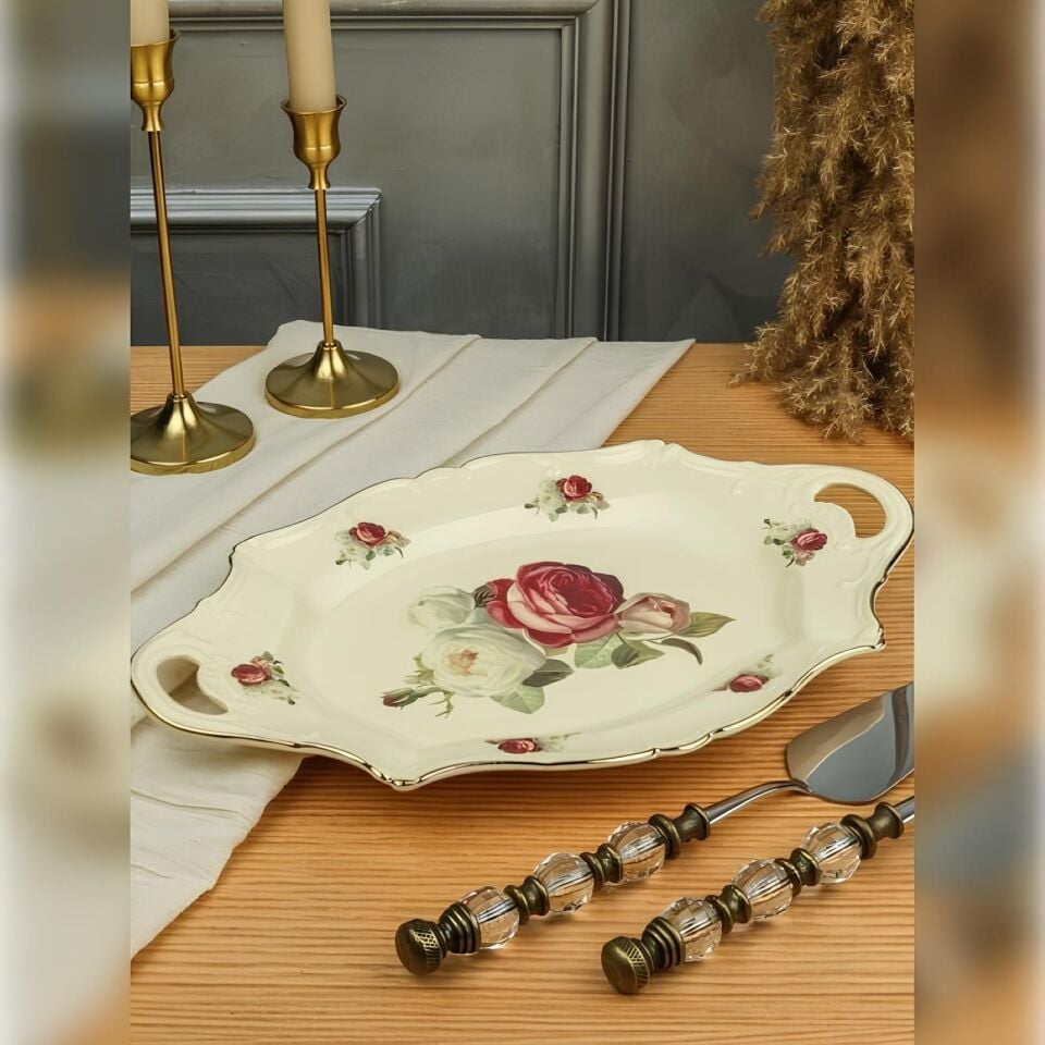 Roy Kıng Rose 36 Cm Oval Kulplu Sunum Tabak