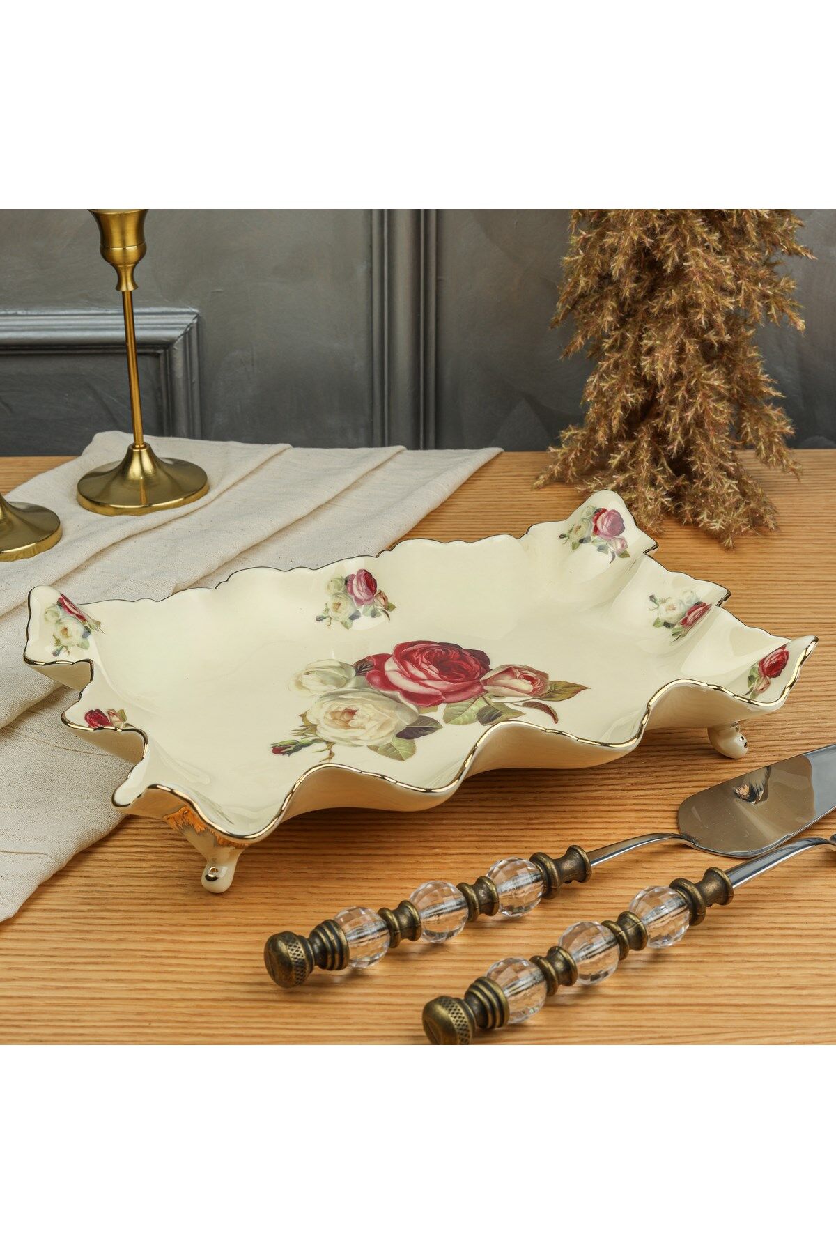 Roy Kıng Rose 31 Cm Ayaklı Sunum Tabak