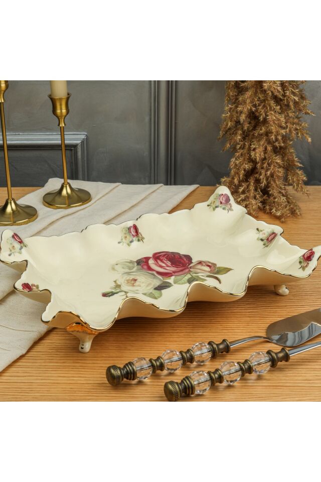 Roy Kıng Rose 34 Cm Ayaklı Sunum Tabak