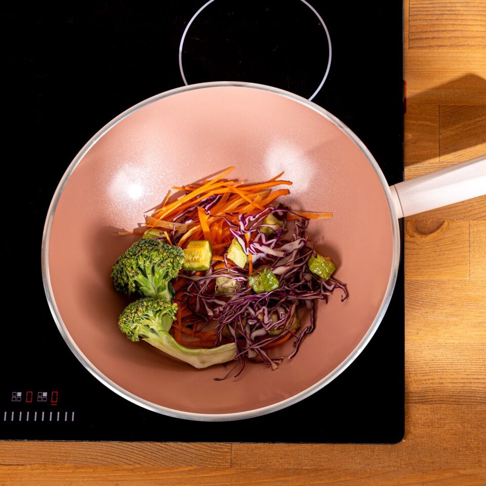 Swiss Crystal Wok Tava Pembe 28 Cm