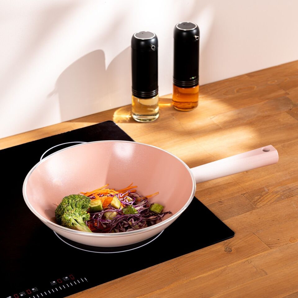 Swiss Crystal Wok Tava Pembe 28 Cm