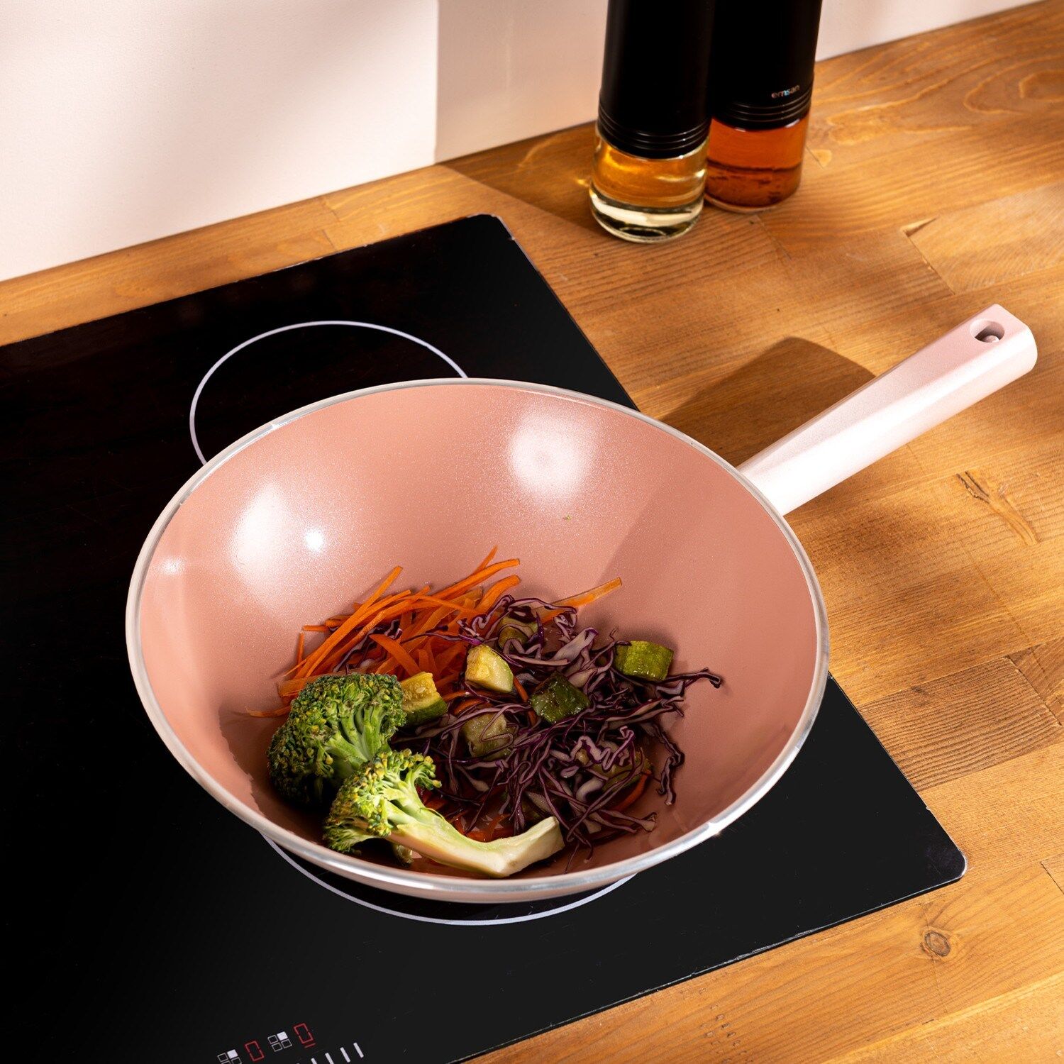 Swiss Crystal Wok Tava Pembe 28 Cm