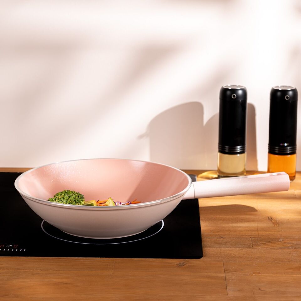 Swiss Crystal Wok Tava Pembe 28 Cm