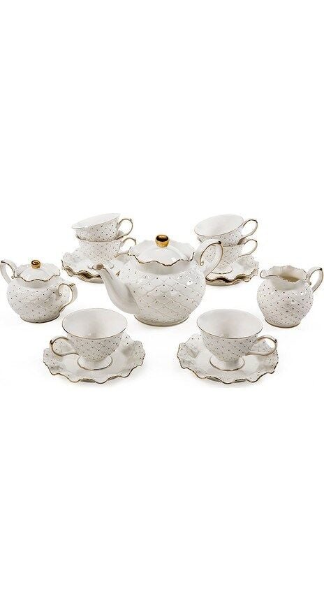 Vitale İnci Seramoni 17 Parça Bone China Çay Seti