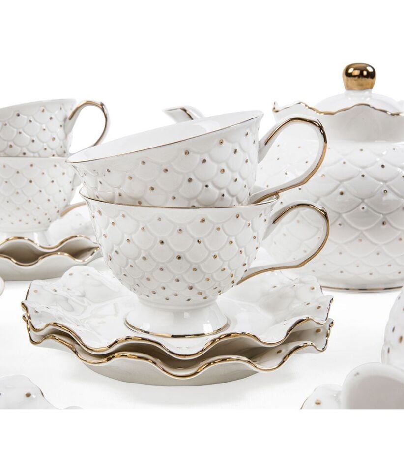 Vitale İnci Seramoni 17 Parça Bone China Çay Seti