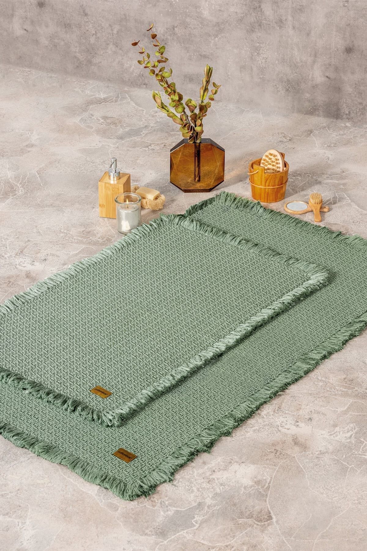 Paspas Setı Bath Rug Yesıl 75x125 60x90
