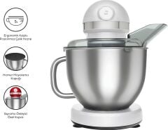 Karaca Mastermaid Chef Pro Çift Kollu Stand Mikser Pearl White 1750 W