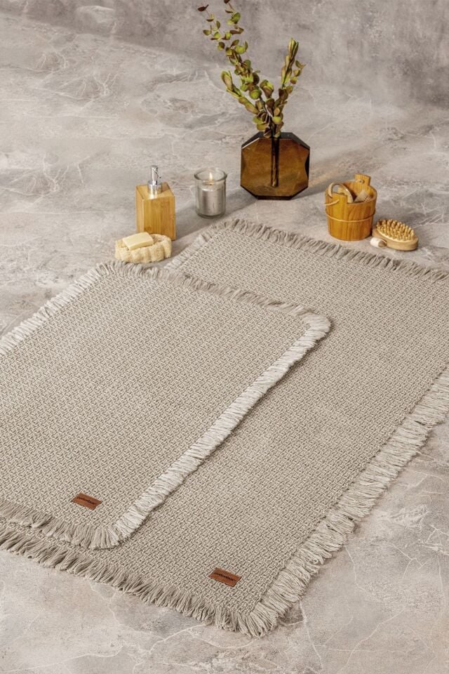Paspas Setı Bath Rug Bej 75x125 60x90