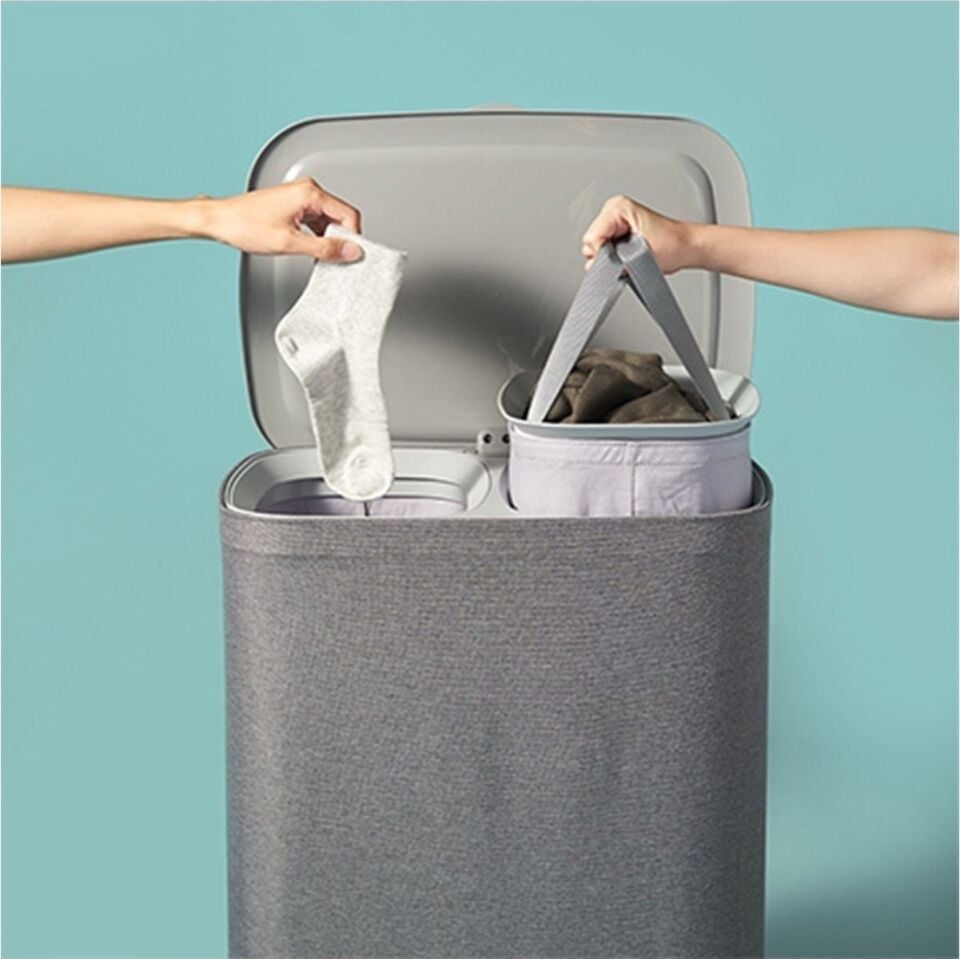 Arow Garb 2 Bölmeli Katlanabilir Kumaş Çamaşır Sepeti 50 Lt