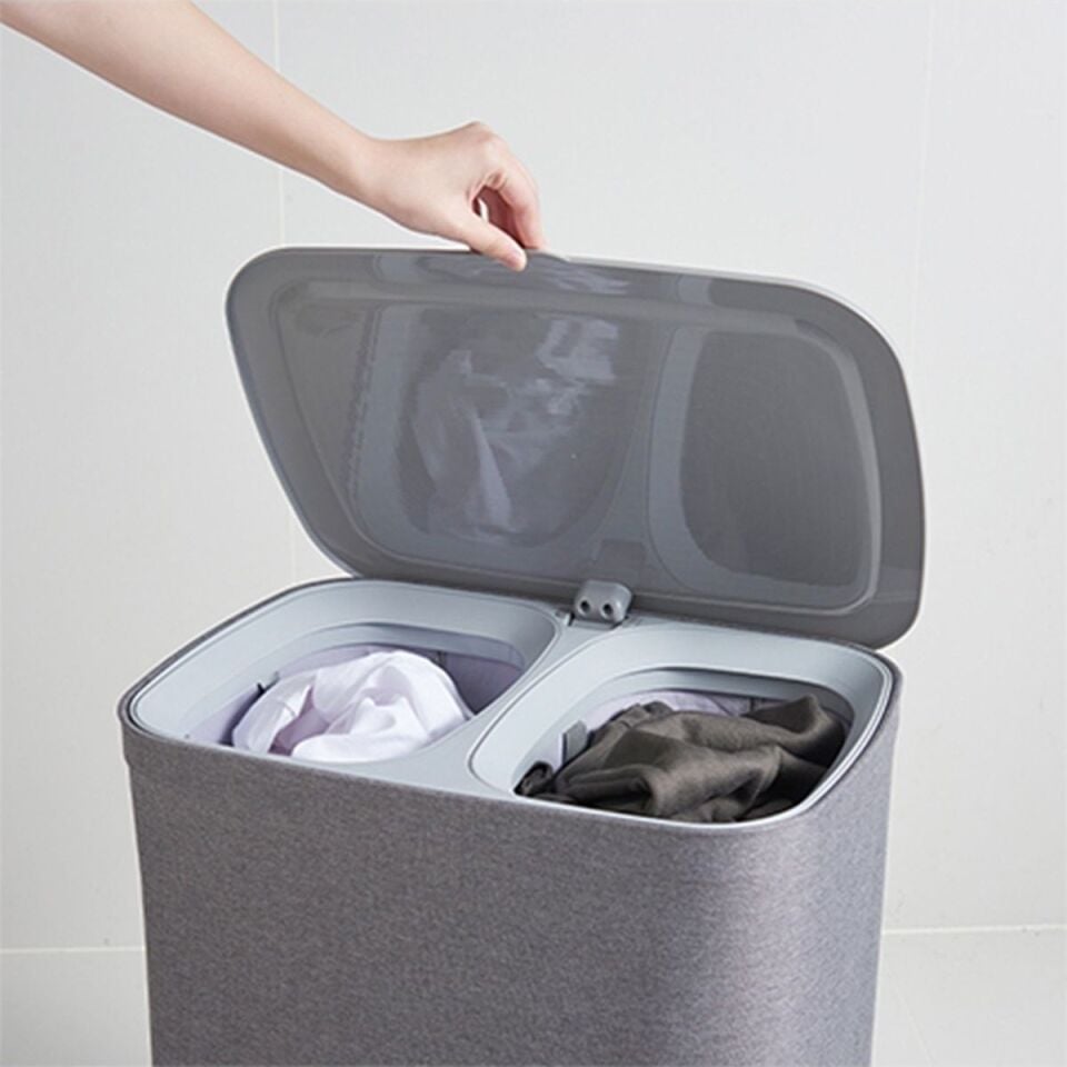 Arow Garb 2 Bölmeli Katlanabilir Kumaş Çamaşır Sepeti 50 Lt