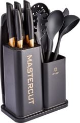Emsan Mastercut Siyah 12 Parça Bıçak Servis Kesme Tahtası Seti Siyah