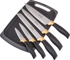 Emsan Mastercut Siyah 12 Parça Bıçak Servis Kesme Tahtası Seti Siyah