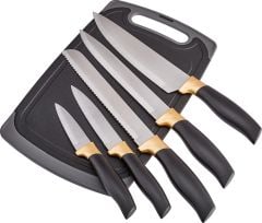 Emsan Mastercut Siyah 12 Parça Bıçak Servis Kesme Tahtası Seti Siyah