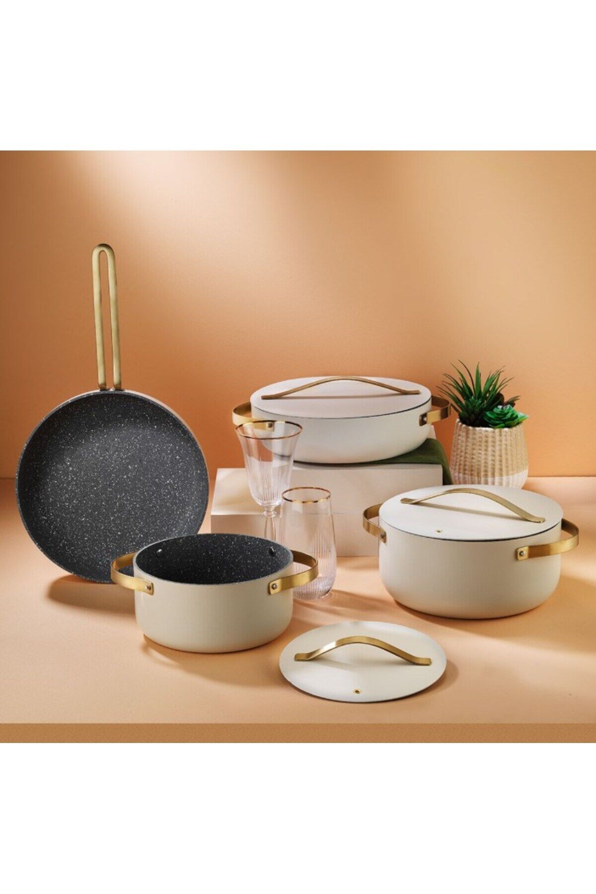Aryıldız Nexus Krem 7 Parça Tencere Seti