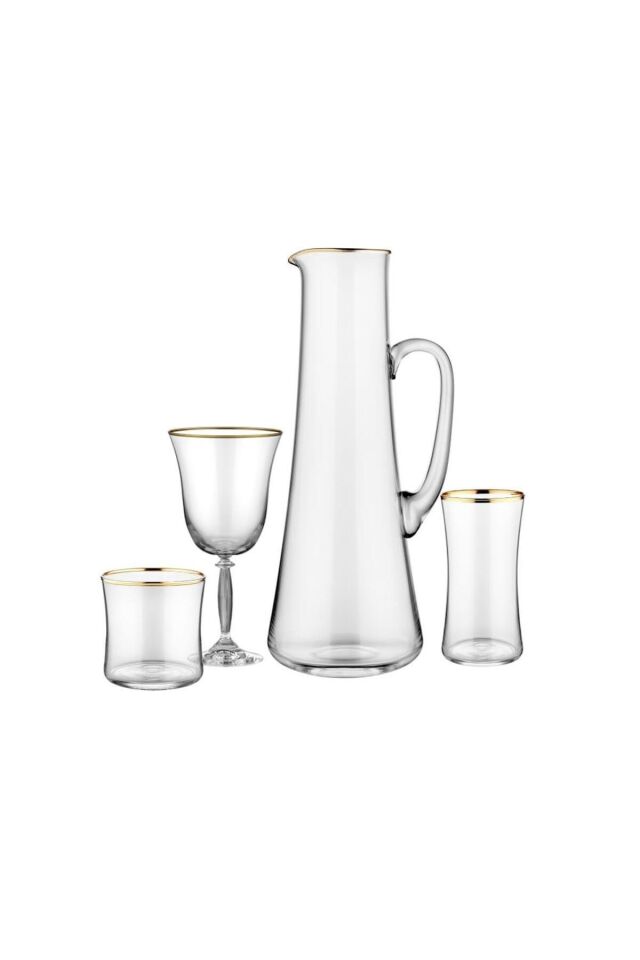Evalıza 37 Parça Altın Gold Cam Çeyiz Su Takımı