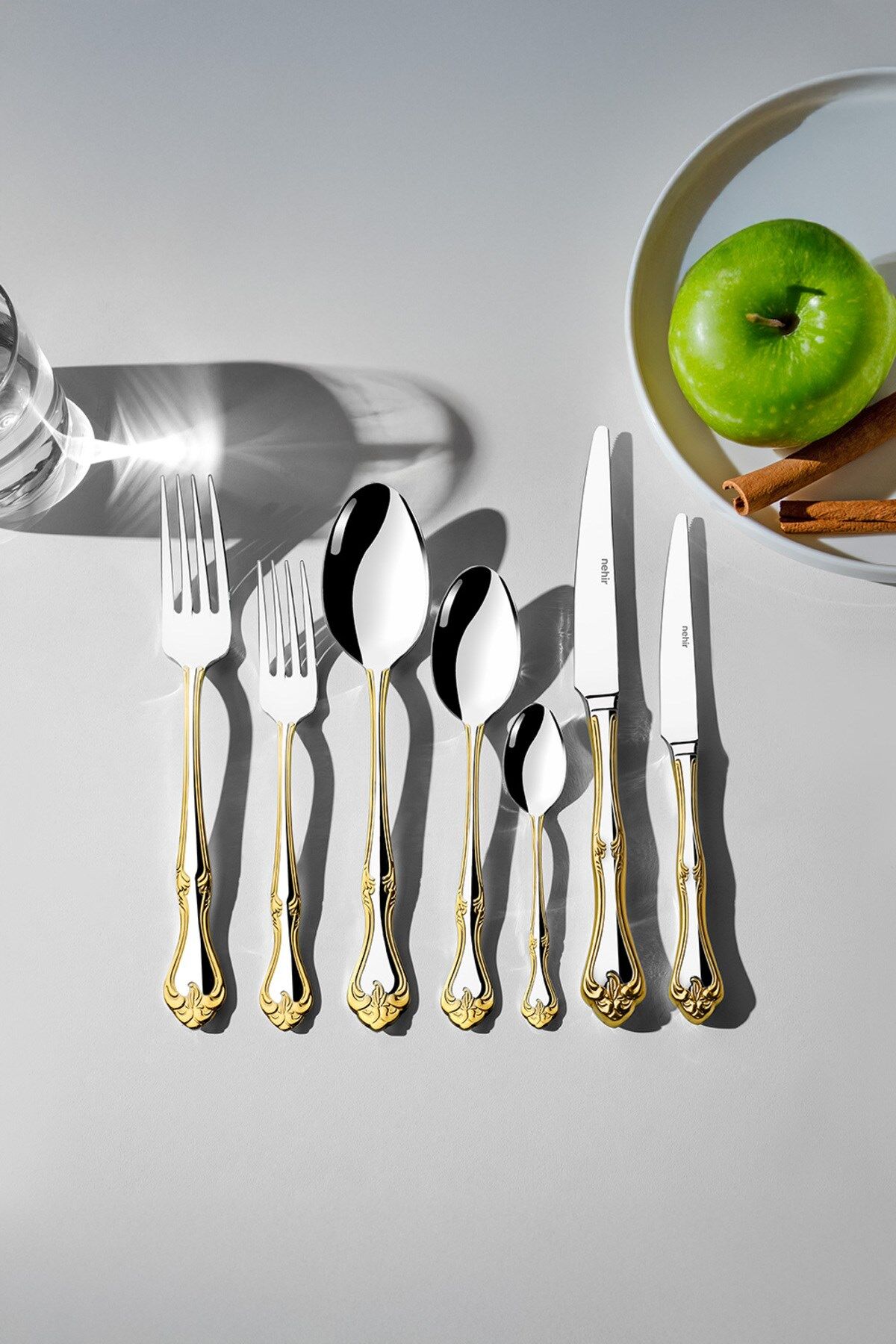 Lalezar Altın Sade 12 Kişilik 84 Parça Kutulu Çatal Kaşık Bıçak Takımı