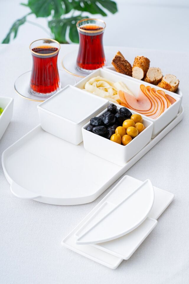 Bianco Perla 6 Bölmeli Oval Kahvaltılık