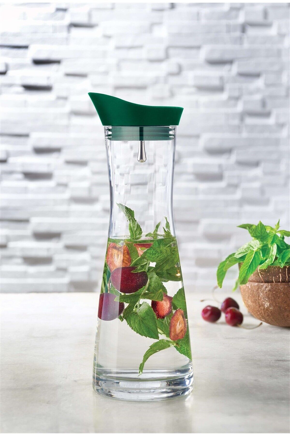 Vetro Cam Sürahi 1 L Yeşil Kapak