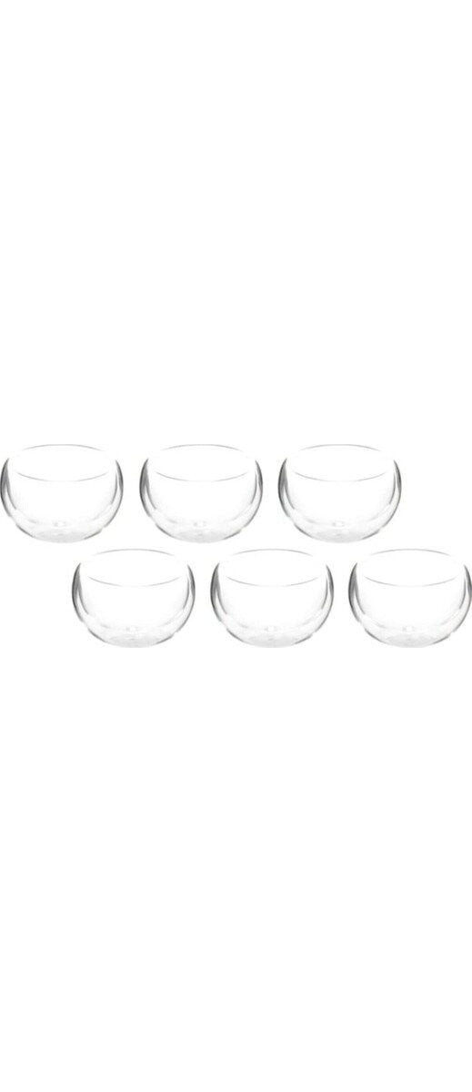 Çift Cidarlı 6'lı Mini Cam Kase