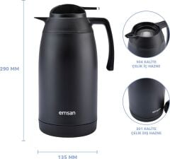Emsan New Vega Termos Mat Siyah 2.1 Litre